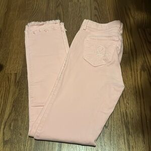 Never worn pink Lilly Pulitzer jeans braid at the bottom size 0